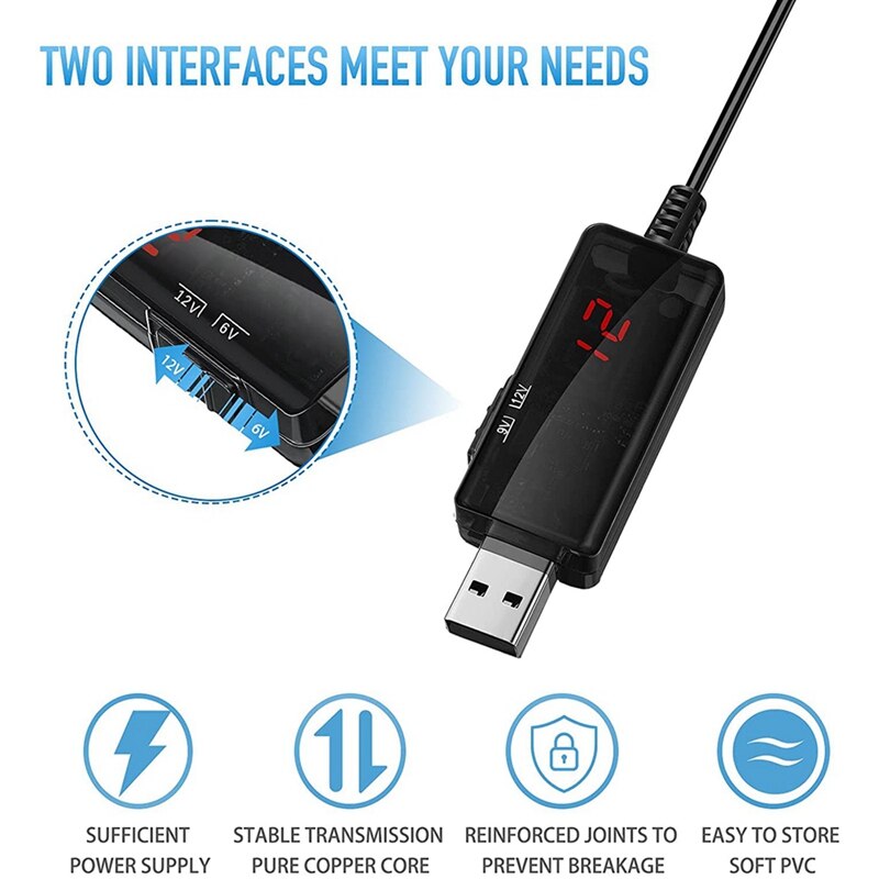 2 stück  dc 5v -zu-  dc 9v 12v usb-spannungsaufwärtswandlerkabel mit 1a -stufigem aufwärtstransformator-leistungsreglerkabel