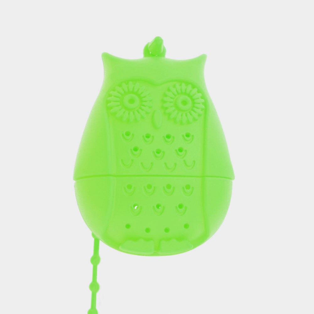 1 PC Cute Owl Tea Strainer Food Grade Food-grade silicone loose-leaf Tea Infuser Filter Diffuser Cup Steeper Tea Accessories: green