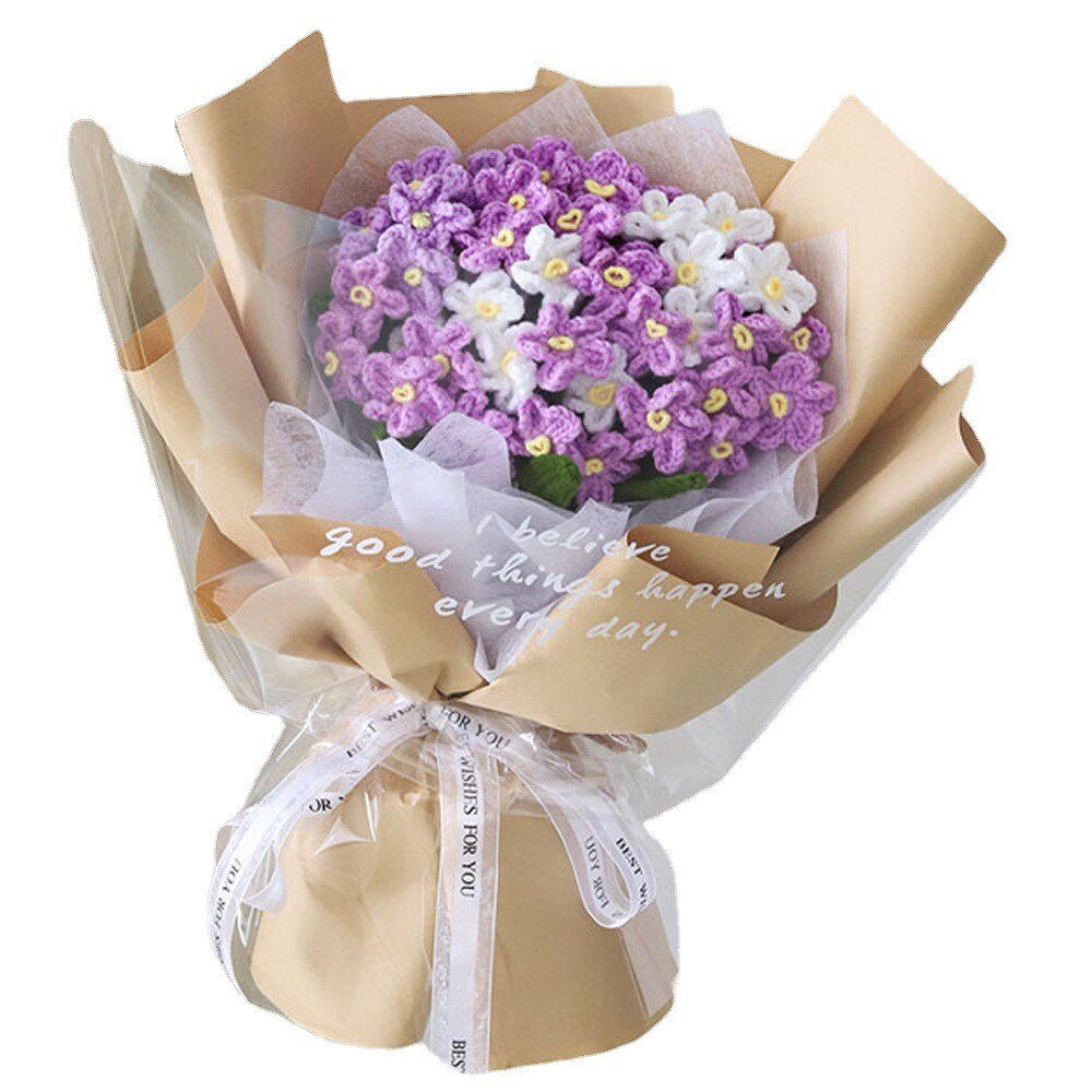 TPRPYN Myosotis – Kit de Crochet pour Bouquet de fleurs, avec fil, bricolage, oublier, pas de fleurs, kits de Crochet, tricot, vidéo de débutant faite à la main