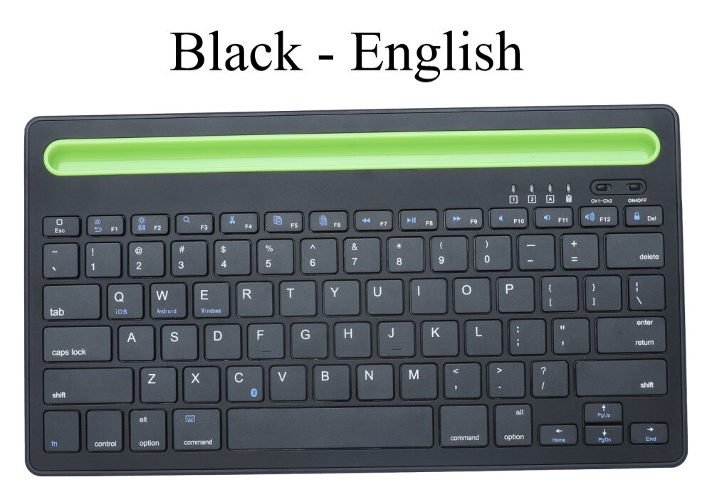 Bluetooth Keyboard Rechargeable Wireless Keyboard For iPad Phone Tablet Laptop Russian Spanish Keyboard For Android iOS Windows: Black-English