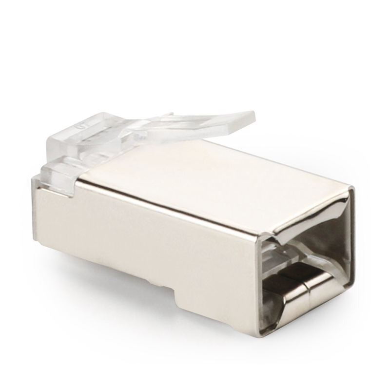 Conector RJ45 blindado CAT5E CAT6, conector Ethernet de crimpado STP 8P8C, conectores modulares de cristal, 100 piezas