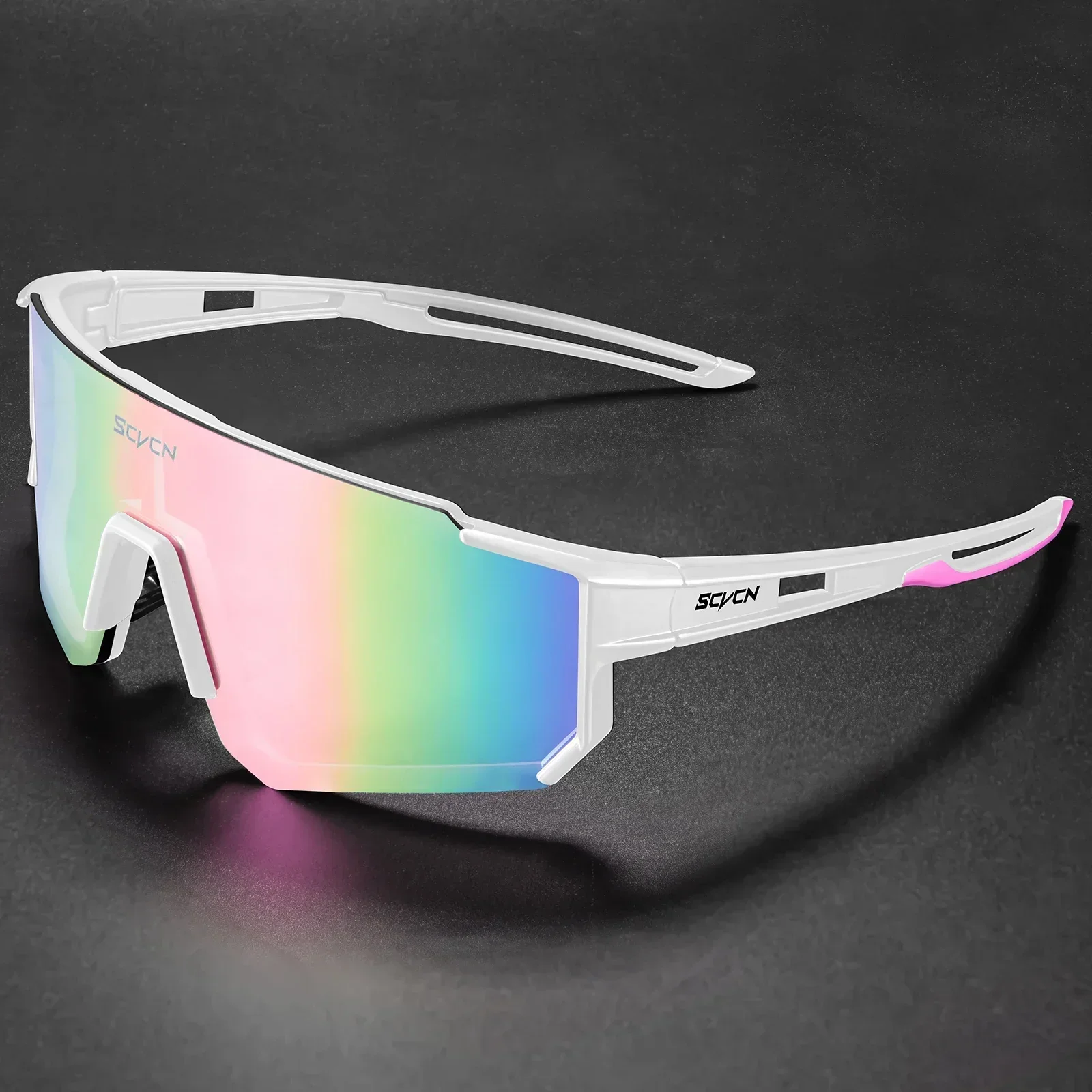SCVCN Cycling Glasses UV400 Outdoor Sports Sunglasses Men MTB Cycling Glasses Women Road Bike Sunglasses Running Goggles: Silver