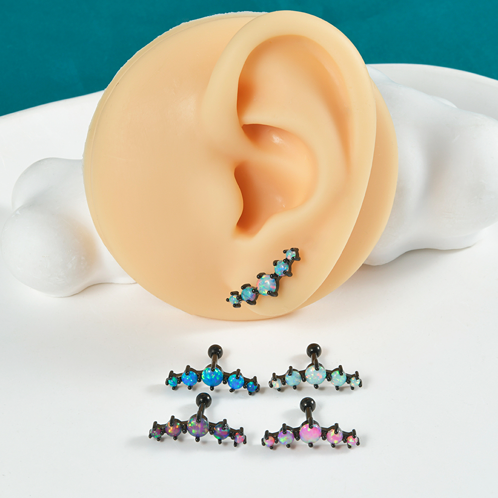 1 Stuk Chirurgisch Staal Opaal Oor Tragus Kraakbeen Stud Helix Piercing Schroef Bal Kwab Oorbellen Barbell Sieraden