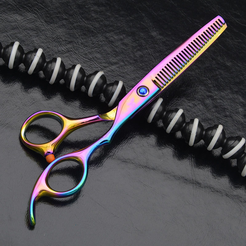 6 Inch Professionele Kappers Schaar Haar Knippen Dunner Schaar Scharen Barber Salon Tool Voor Kapper: rainbow Thinning