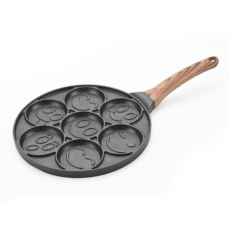 Sartén para pancakes antiadherente, Smiley, plancha de panqueques, Flip Cooker con 7 caras Flapjack, sartén para el desayuno: Default Title
