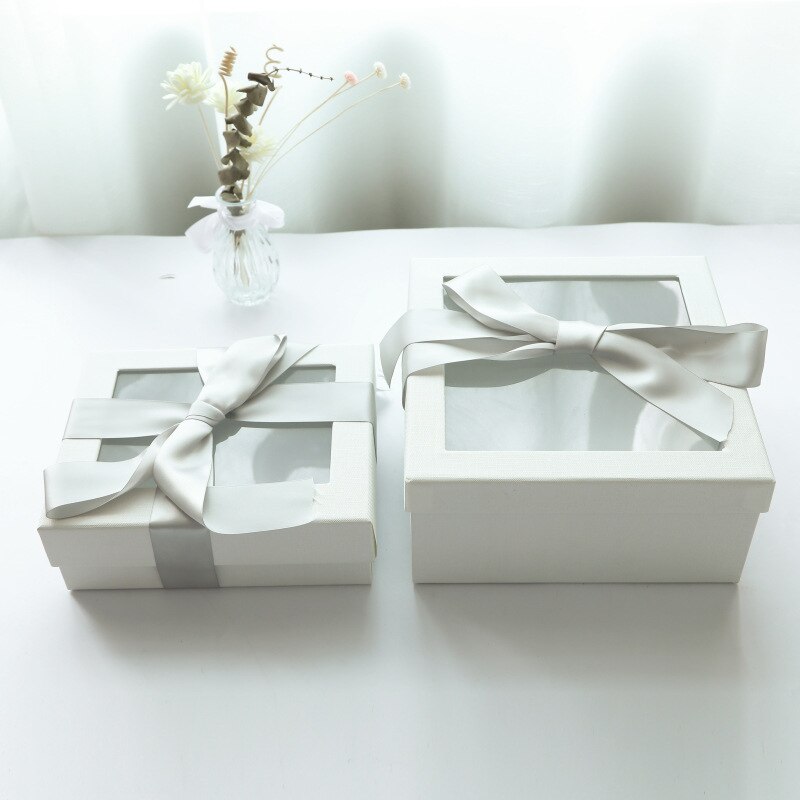 Laatikko läpinäkyvä high-end häät syntymäpäiväjuhlat ystävänpäivä matkamuisto laatikko paketti sisustustarvikkeiden pakkaus: Harmaa / 22 x 17 x 8 cm