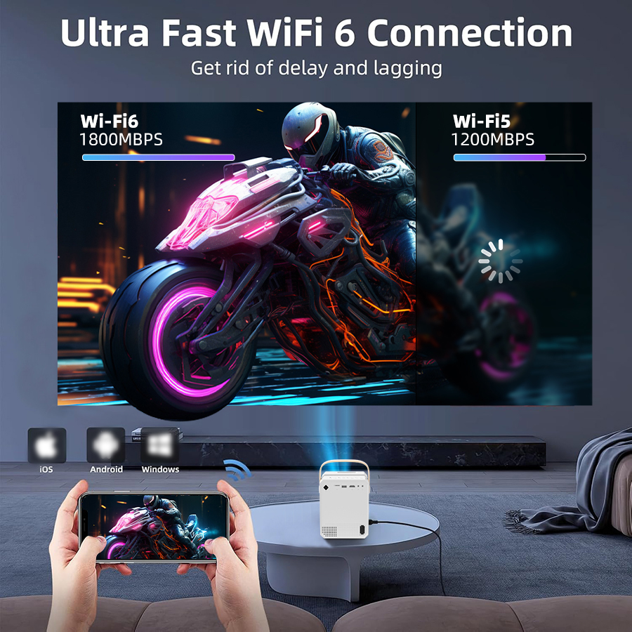 HUASHIJIE Projector 4K Android 11 Dual Wifi6 260ANSI Allwinner H713 BT5.0 1280*1080P Cinema Outdoor Portable Projetor
