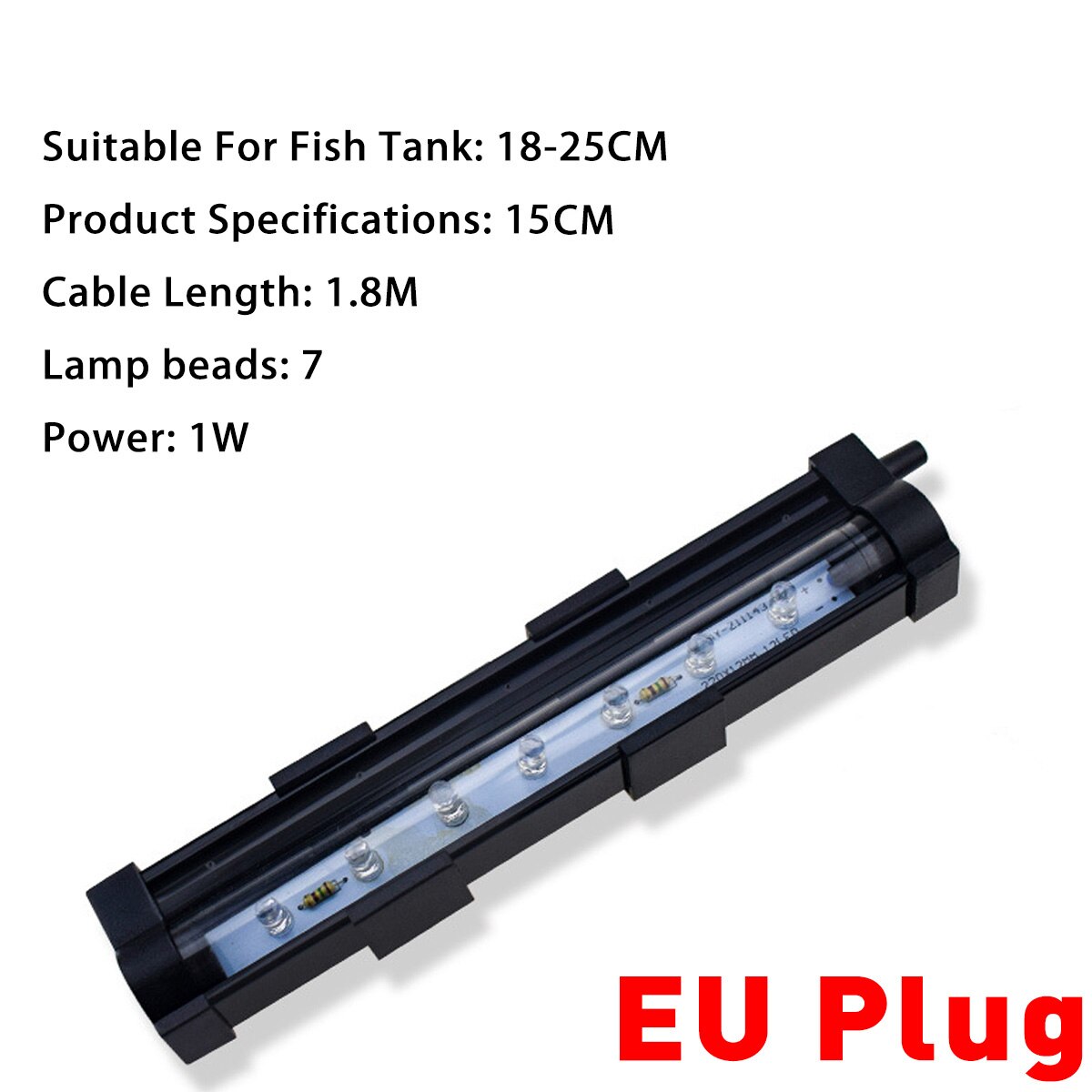 100-240V Aquarium LED Bar Light Waterproof Fish Tank Light 15-55.5CM Underwater LED Light Lamp for Aquariums Decor Lighting: DB-15 EU Plug