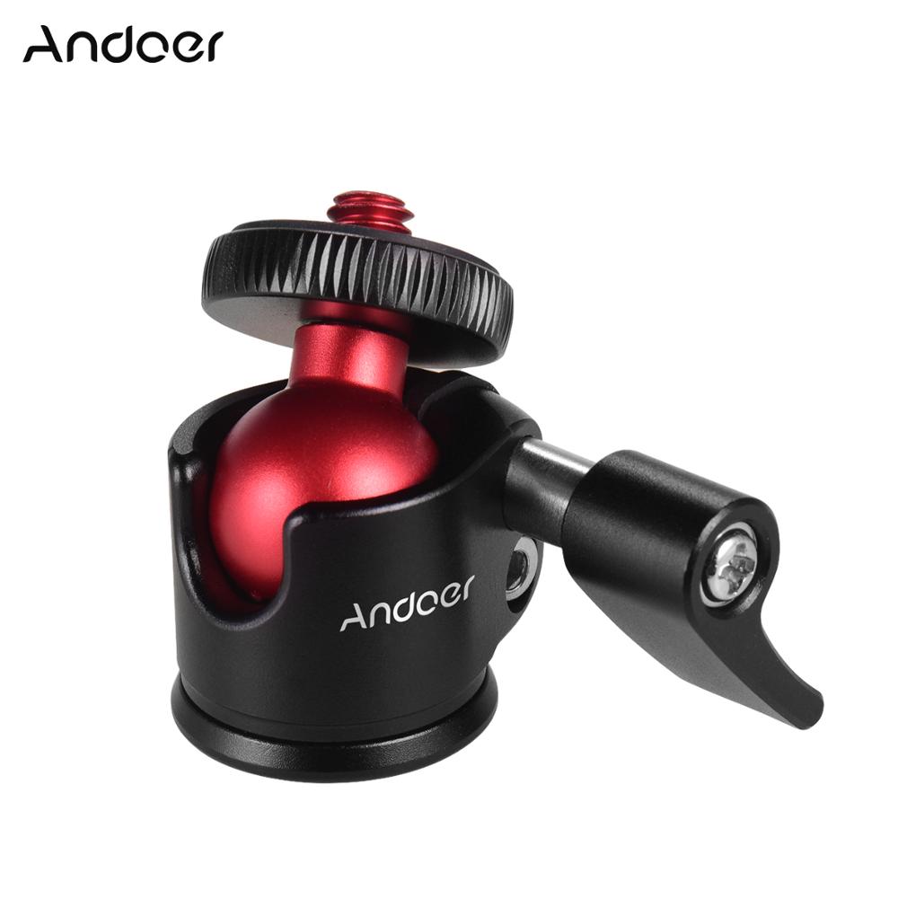 Andoer mini Treppiede Testa A Sfera A 360 Gradi Girevole Ballheads Supporto video Panoramica Teste per la Macchina Fotografica DSLR Massima di carico 2kg