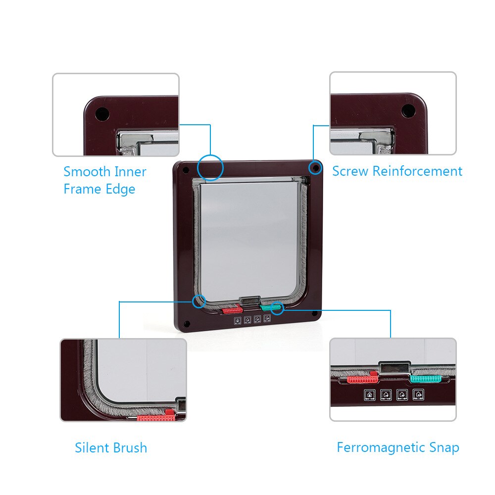 Puerta con solapa para perro y gato, puerta de seguridad de 4 vías con solapa para gatos, gatito, puerta de plástico ABS para perros pequeños, chapa con Chip para puerta de Mascota