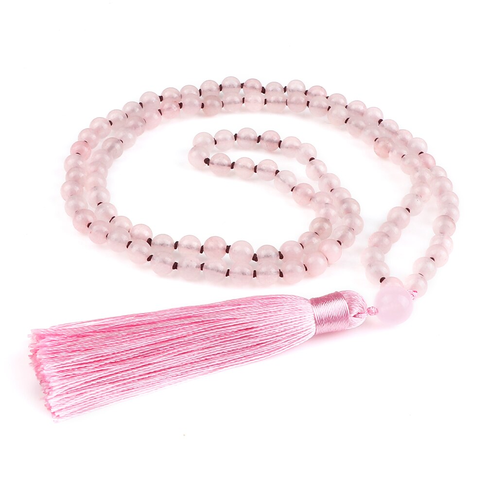 6mm rosa chalcedônia multicamadas pulseira de alta qualidade 108 contas borla pingente colar oração energia cura pulso pulseiras presente: Default Title
