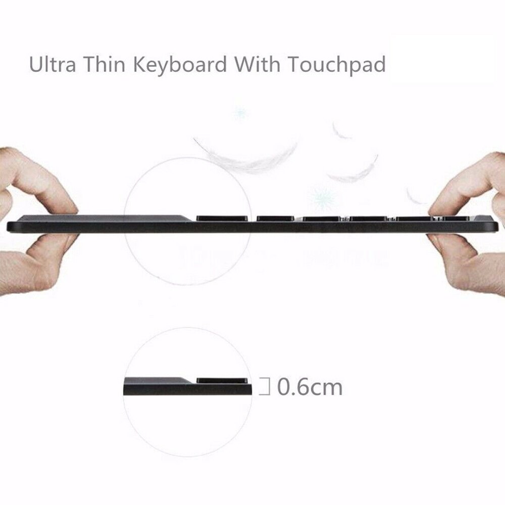 10- zoll-universal-mini-bluetooth-tastatur für ipad und smartphone, wiederaufladbare kabellose tastatur mit touchboard für ios, android und windows