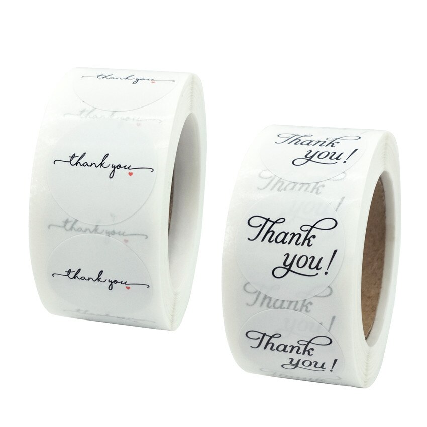 Autocollants ronds de remerciement blancs, étiquettes autocollantes de décoration pour scellage, fournitures de courrier, emballage , 100 à 500 pièces