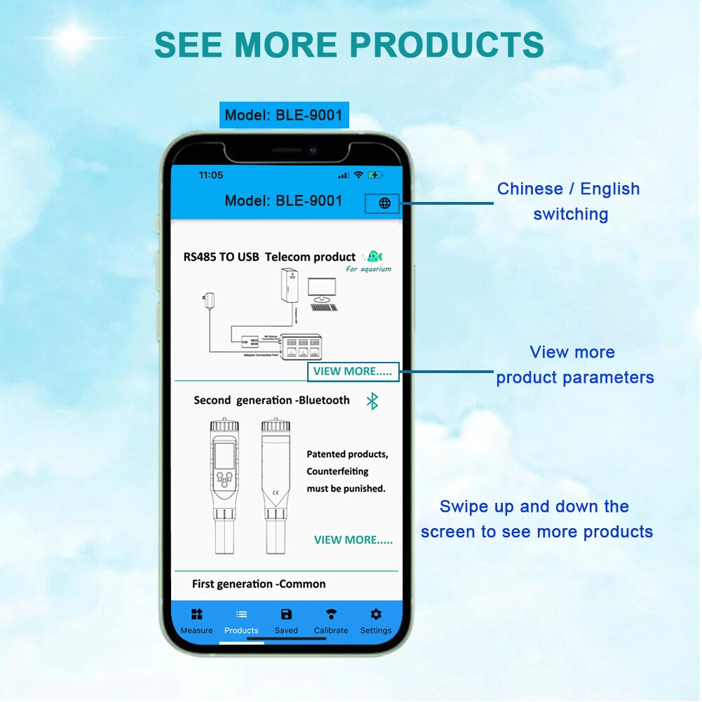 Blue Tooth Temp ORP Meter -999mV~999mV Auto-Calibration Online Monitor Drinking Water Test APP Control for Pool Aquarium