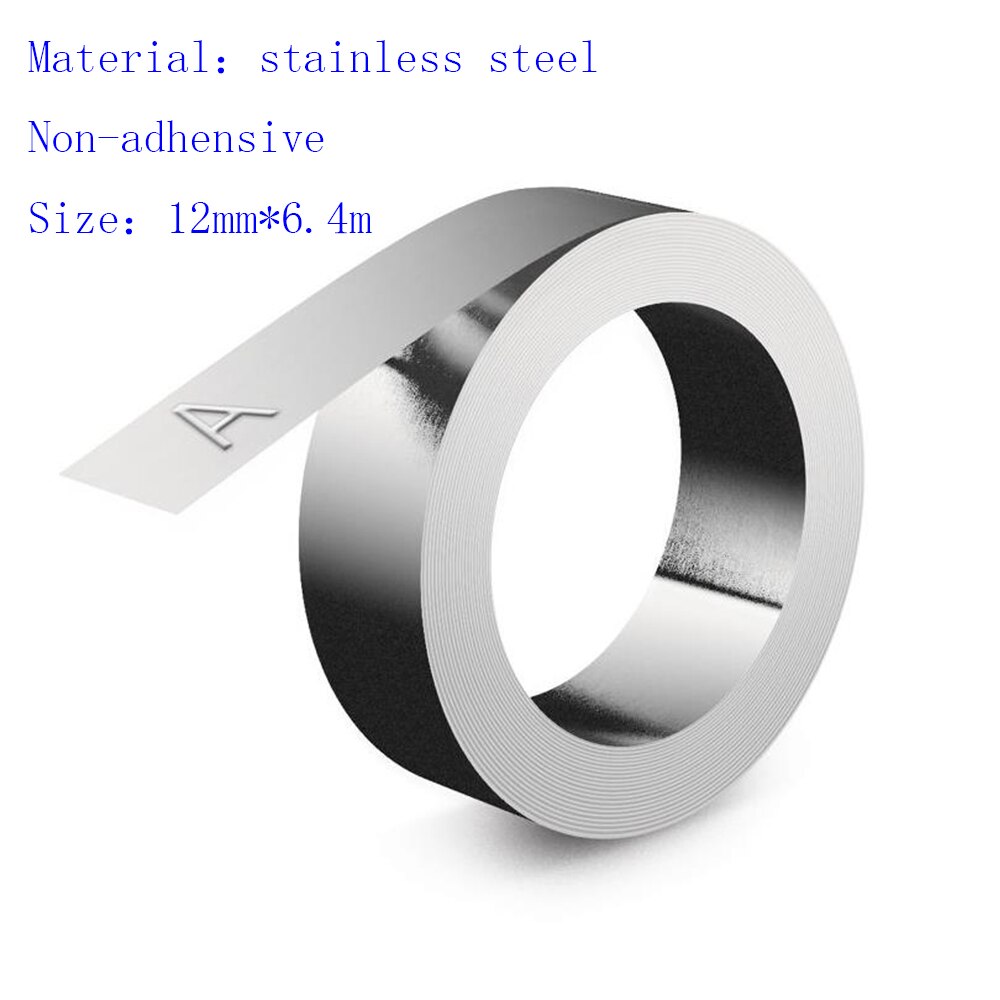 2pcs 3D En Aluminium/Acier Gaufrage Adhésif 12mm Bandes d'étiquettes avec Métal Compatible pour 31000 32500 35800 Dymo rhino M1011: stainless steel