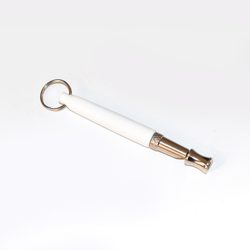 Sifflet d&#39;entraînement pour animaux domestiques, flûte ultrasonique réglable en acier inoxydable, pour chiens obéissants, porte-clés de Train, fournitures pour animaux de compagnie: White