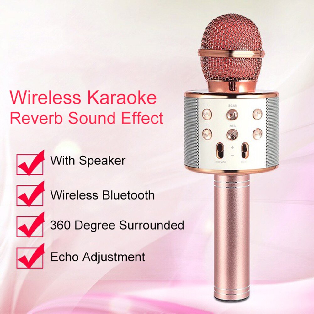 WS858 Handheld Bluetooth Wireless Karaoke KTV Party Music Singing Microphone