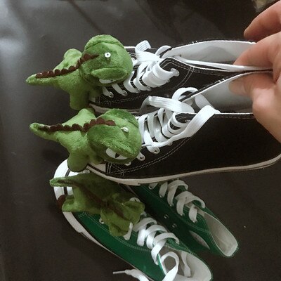 Dinosaur canvas shoes women spoof shoes wild Korean casual personality shoes