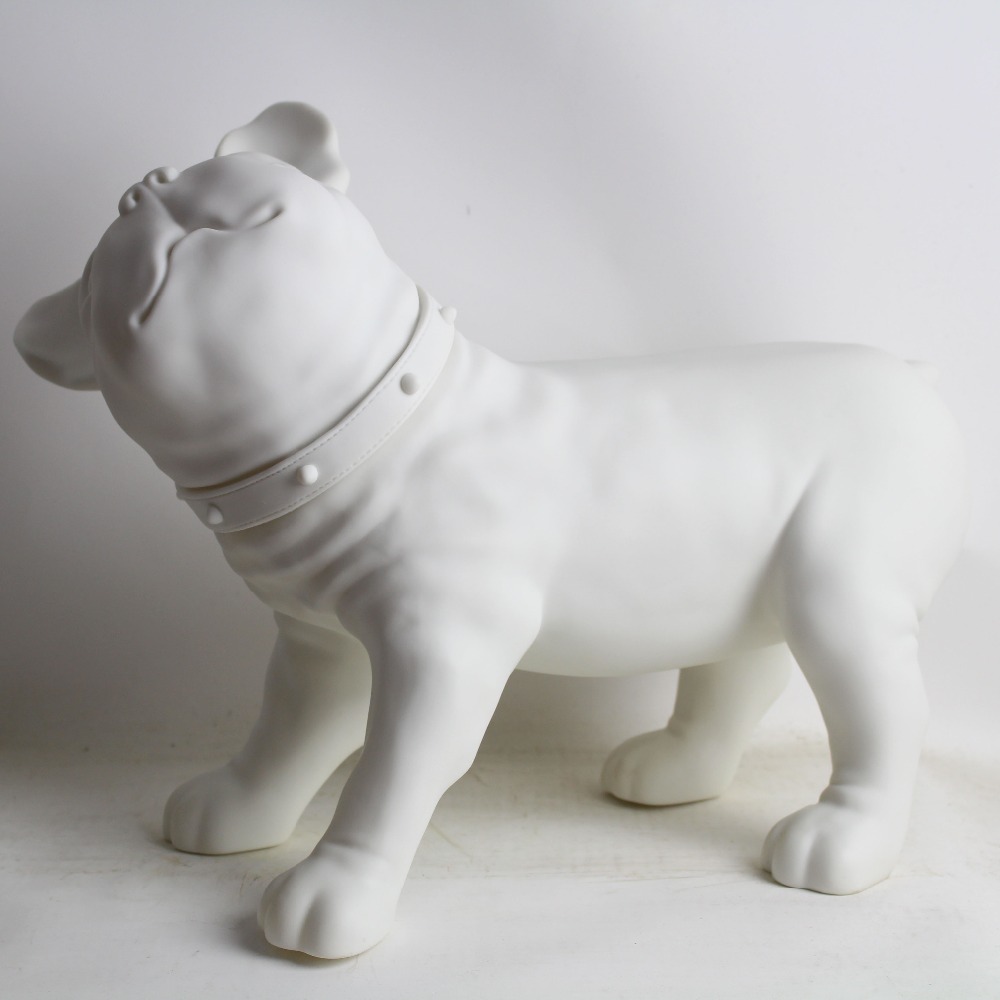 Maniquí de plástico blanco para perro Bulldog francés, venta para tienda de mascotas, exhibición