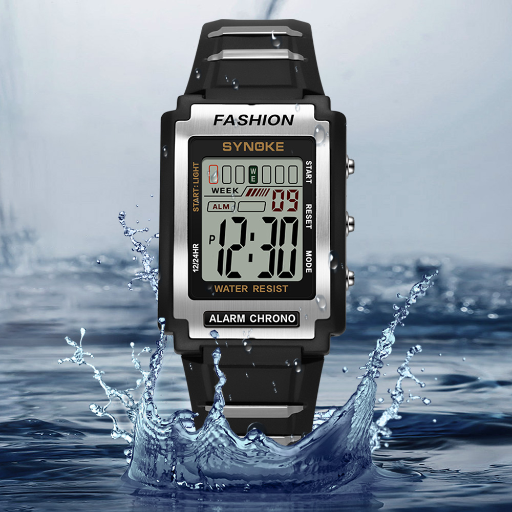 Digitale horloges voor heren Waterdicht 31 mm Ultradun elektronisch polshorloge Chronograaf Sport SYNOKE horloge