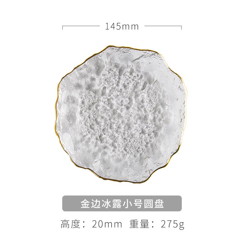 Japanese Hammer Glass Dinner Plate Platter Fruit Salad Sushi Long Serving Plate Square Plate Tableware Dessert Plate: 6 inch Glod Plate