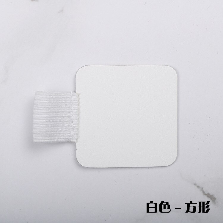 1p Branded Pen Clip Portable Pu Leather Pen Holder Self Adhesive Pencil Elastic Ring For Notebook Diary Clipboard: White