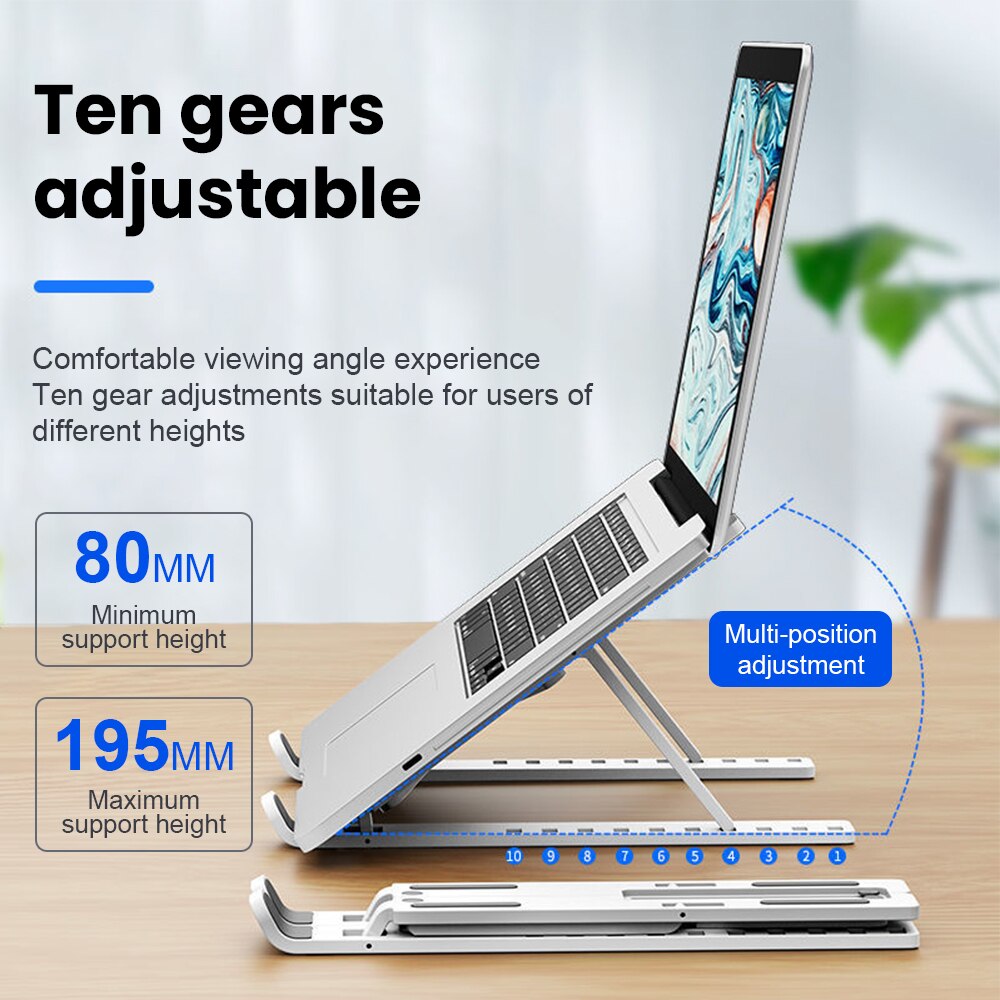 10 Gear Adjustment Portable Laptop Stand Support Base Notebook Stand For Macbook Pro Lap desk Laptop Holder Cooling Bracket