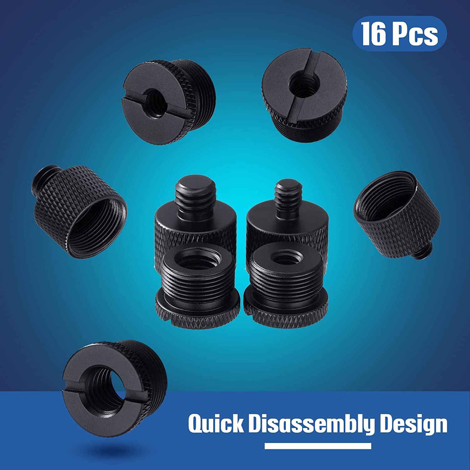 16 Pieces Mic Stand Adapter Mic Thread Adapter Set, 5/8 Female to 3/8 Male and 3/8 Female to 5/8 Male, 5/8 Female to 1/4 Male