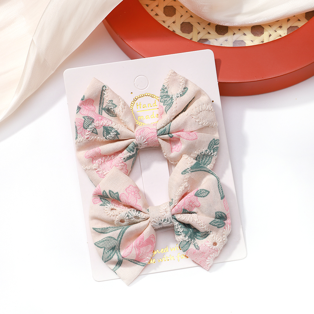2 unids/set de pinzas para el cabello con lazos bordados, horquillas sólidas para niñas, pasadores de algodón hechos a mano, pasador de pelo de mariposa para niños, sombreros coreanos: Morado