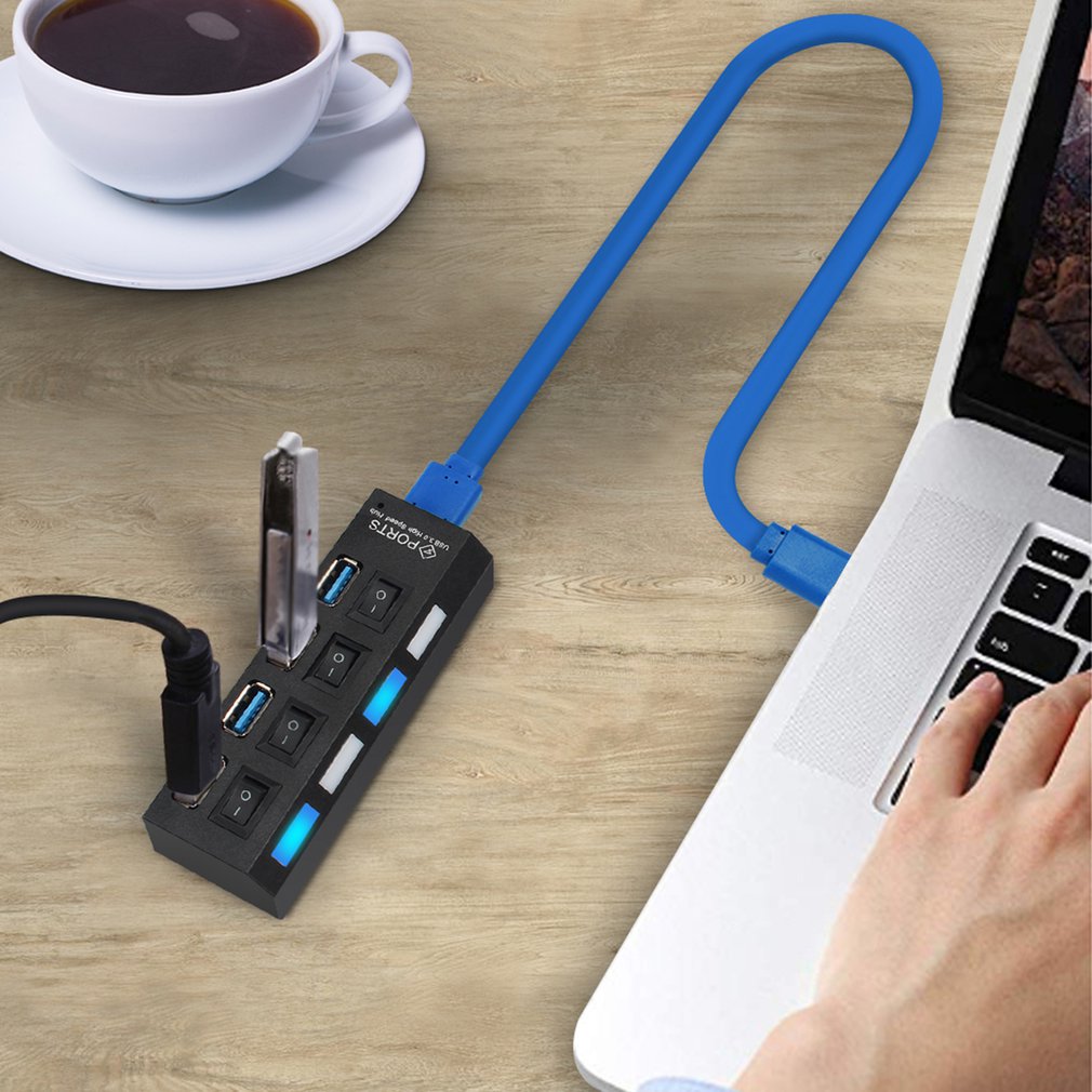 USB Hub 3.0 USB Splitter Multi USB 3 2.0 Hub Multiple 7 Port Hab Splitters Use Power Adapter Computer Accessories Hub For PC