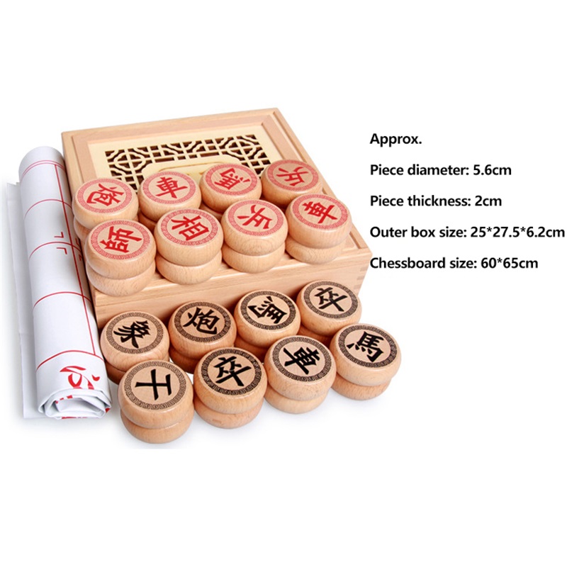 High-End Houten Chinees Schaken Grote Stukken-Xiangqi Familie Reizen Board Game Set Met Pu Lederen Dambord Voor 2 Spelers: 5.6 with wooden box