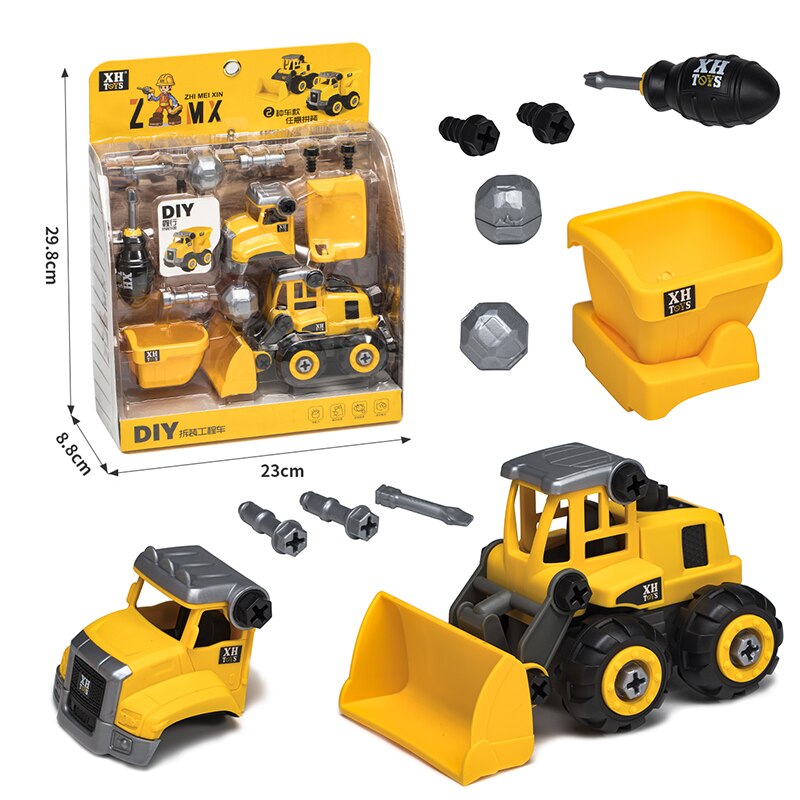 3D Puzzle Nut Disassembly Unloading Engineering Truck Excavator Bulldozer Child Screw Boy Tool Education Toy Car Model