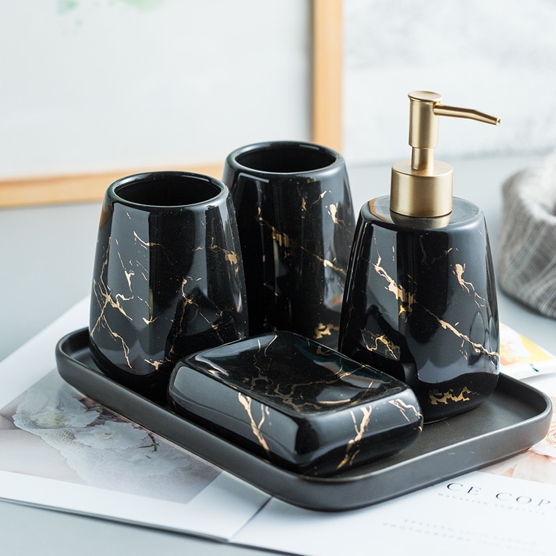 Luxury Marble Ceramic Bathroom Set for Bath Tray B... – Vicedeal