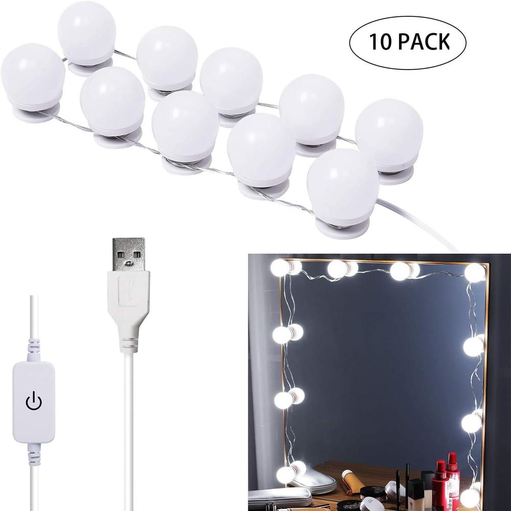 LED Makeup Mirror Touch Screen Mirror with 22 LED Lights Bright Adjustable Make Up Mirrors Operated Stand for Tabletop Bathroom: White Light