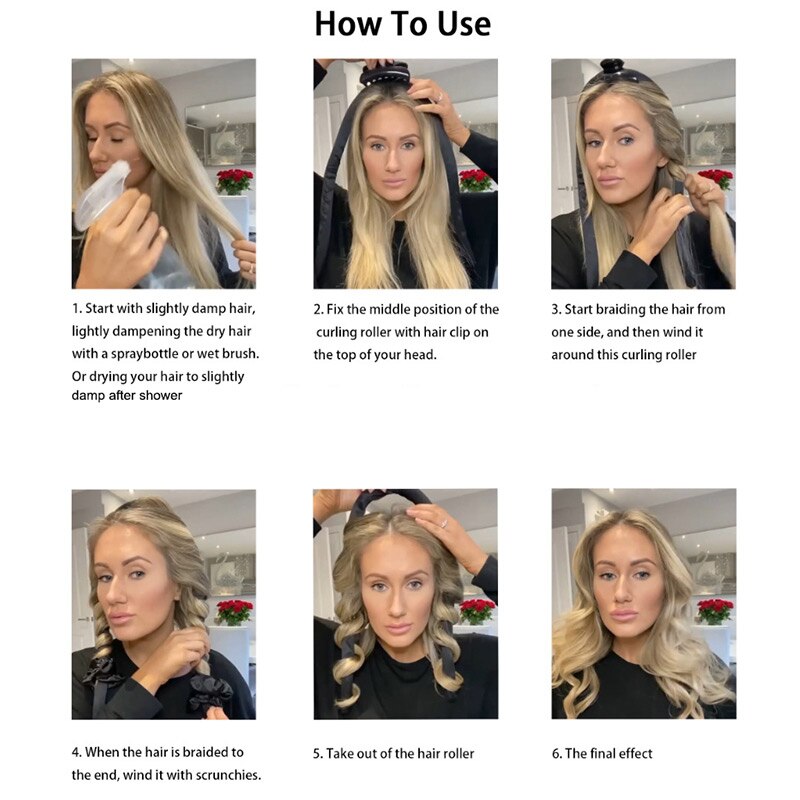 Heatless Curling Rod No Heat Hair Curlers Ribbon Headband Hair Rollers Sleeping Soft Curl Bar Wave Formers Hair Styling Tool