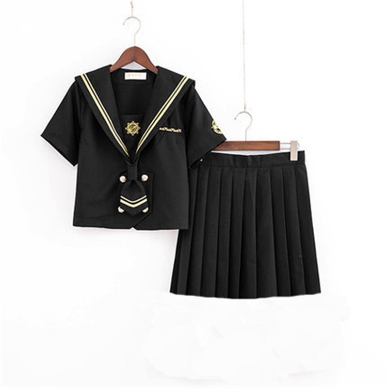 Girls Japanese School Sailor Uniform Long Short Sleeve Classic Navy Sailor School Uniforms High School Outfit Suit U013