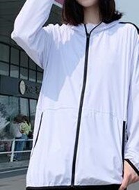 A-1596 Thin style sports windbreaker: White / M