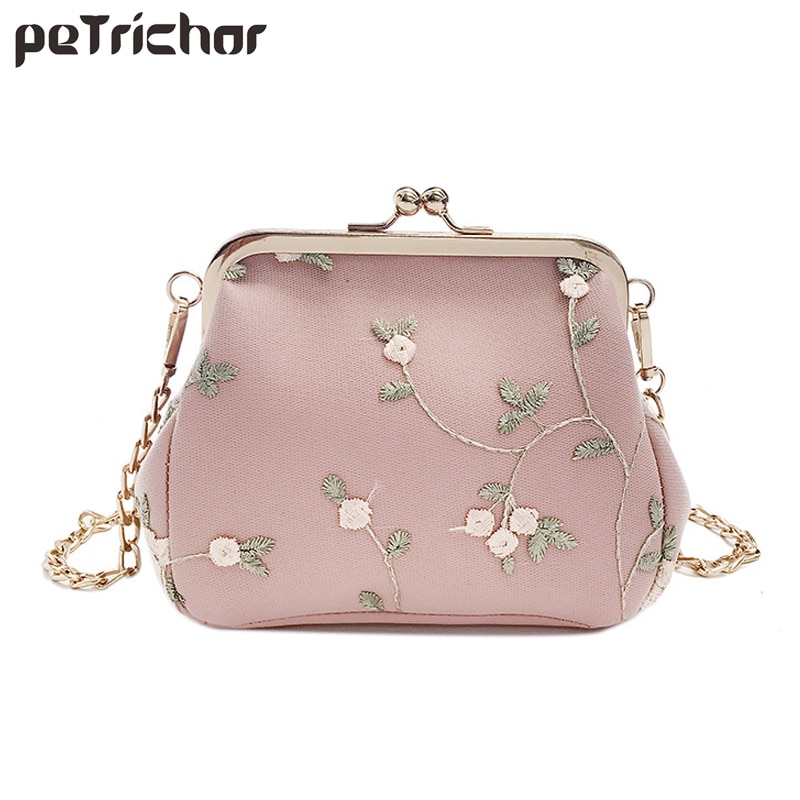 Petrichor Vintage Mini Shell Vrouwen Crossbody Tas Dames Lange Keten Schoudertas Messenger Bags Kleine Pu & Lace Handtas Vrouwelijke Portemonnees