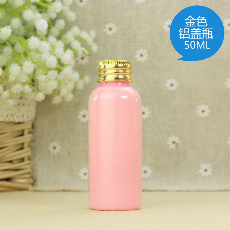 Reise kosmetikk flaske rosa sprøyte flaske munn trykk flaske nebb krem maske boks vaske flasker: Flaske med gulllokk 50ml