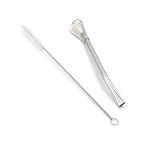 2PC=1Set Tea Filter Stainless Steel Drinking Straw Handmade Yerba Mate Tea Bombilla Gourd Washable Practical Tea Tools+Brush