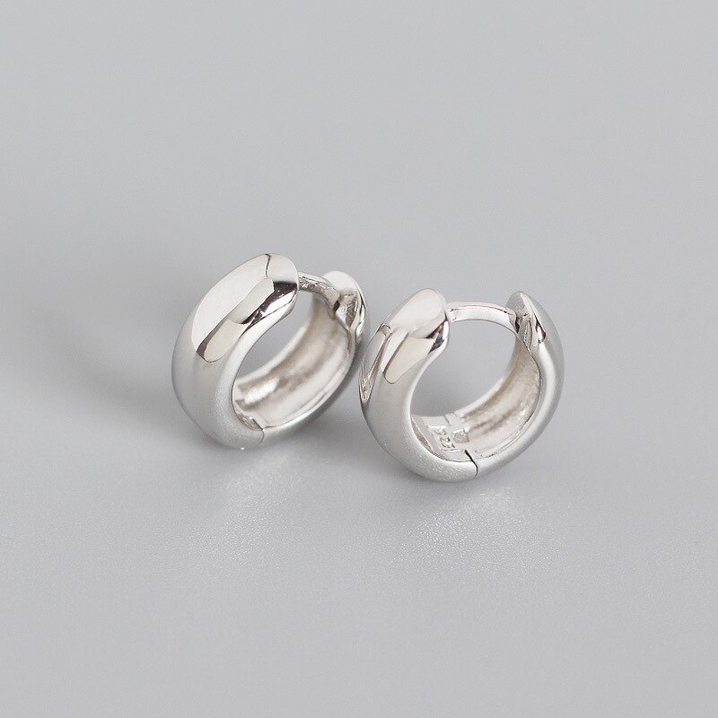 Orecchino in argento Sterling 925 moda semplice lucido rotondo orecchino largo fibbia orecchio personalità geometria donna ragazza ragazzo gioielli orecchio: 1 pair silver 7.8mm