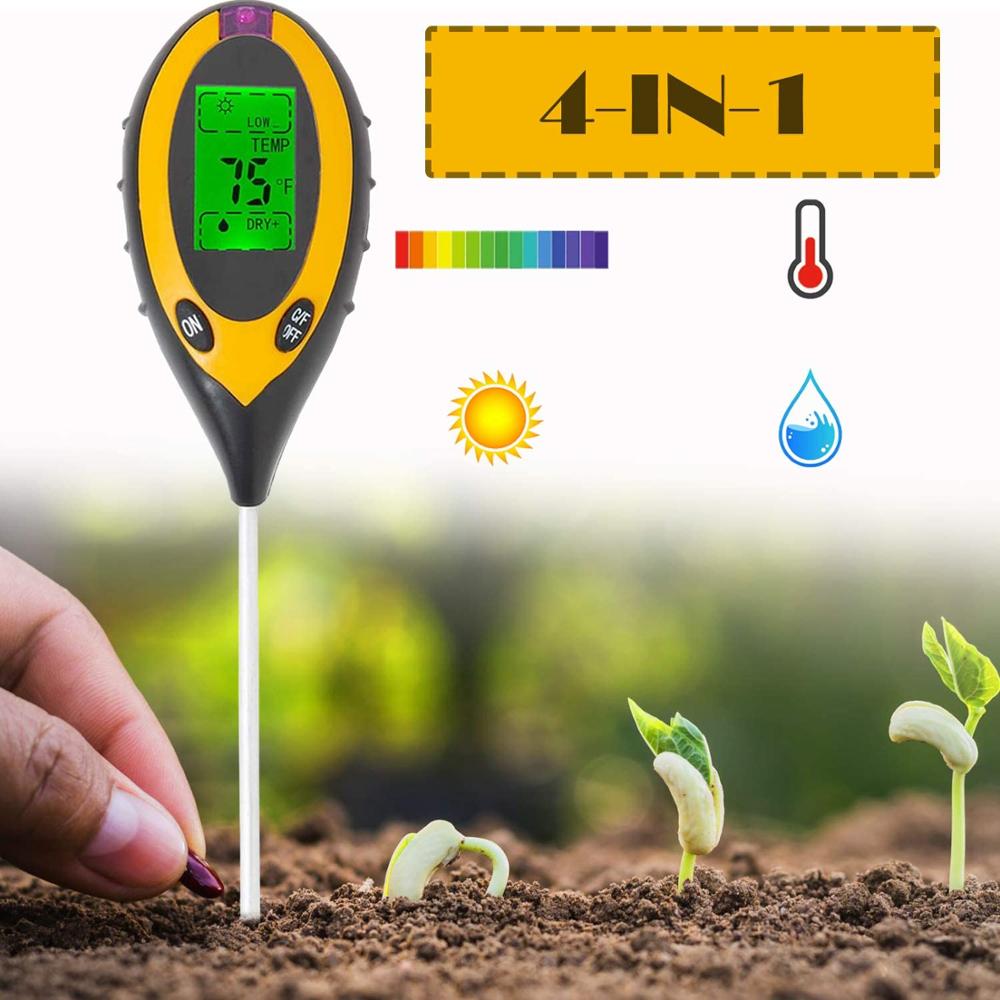 Soil pH Tester, 3/4 in 1 PH Light Moisture Acidity Tester Soil Tester Moisture Meter Plant Soil Tester Kit for Flowers: 4 IN 1 Soil tester