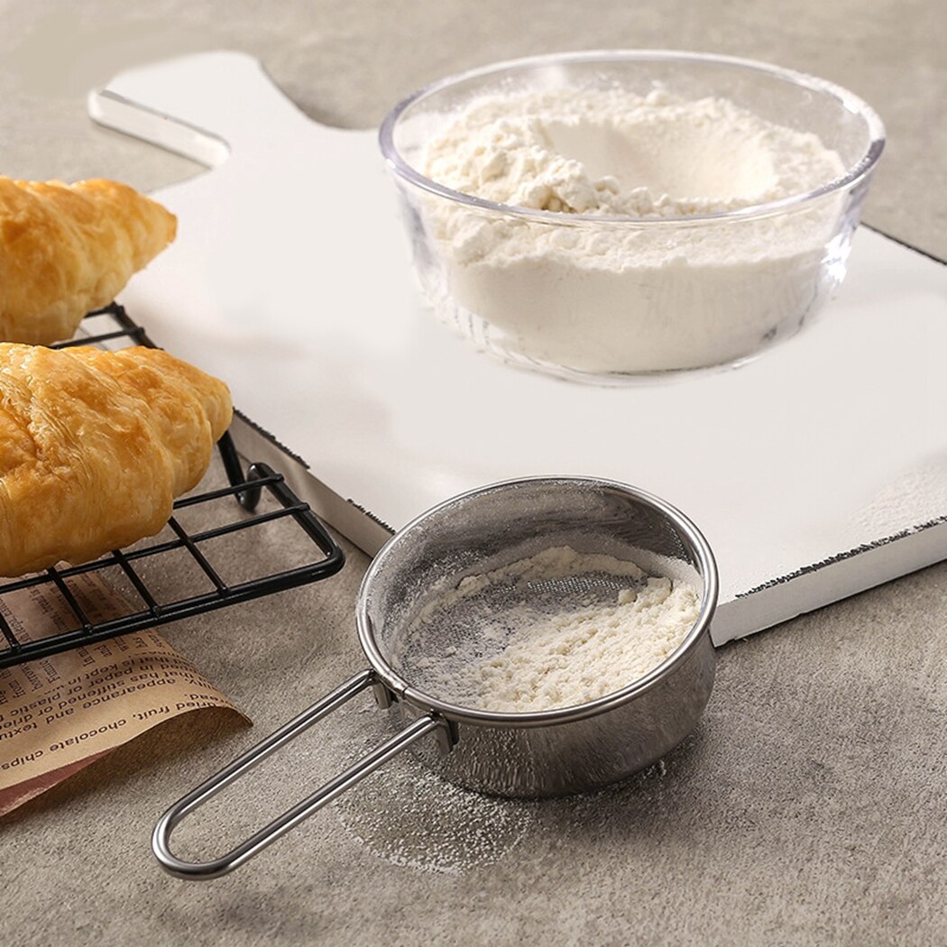 Colador de acero inoxidable con pantalla de mano, colador de malla fina para freír aceite, alimentos, harina, filtro, herramientas de cocina