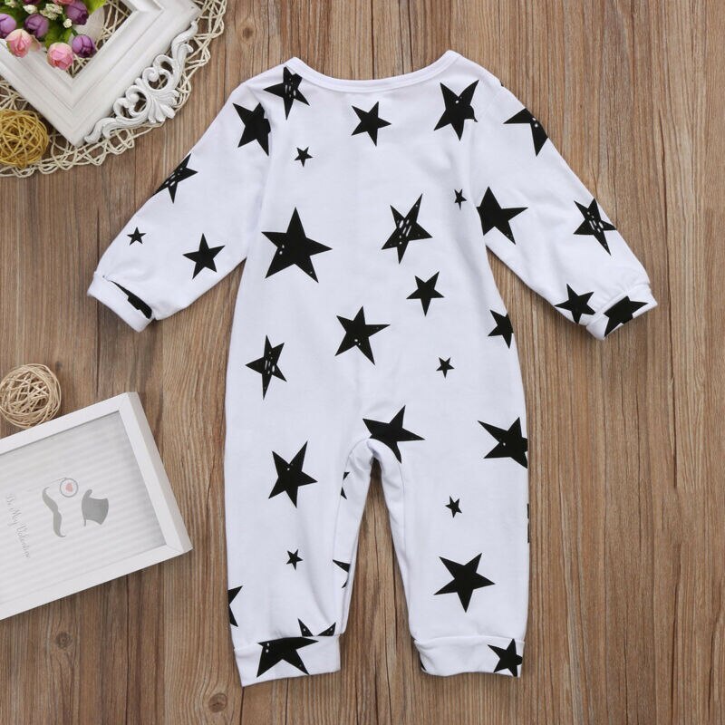 CANIS Autumn Newborn Baby Boy Girls Star Long Sleeve O Neck Button Lovely Romper Jumpsuit Outfit Clothes