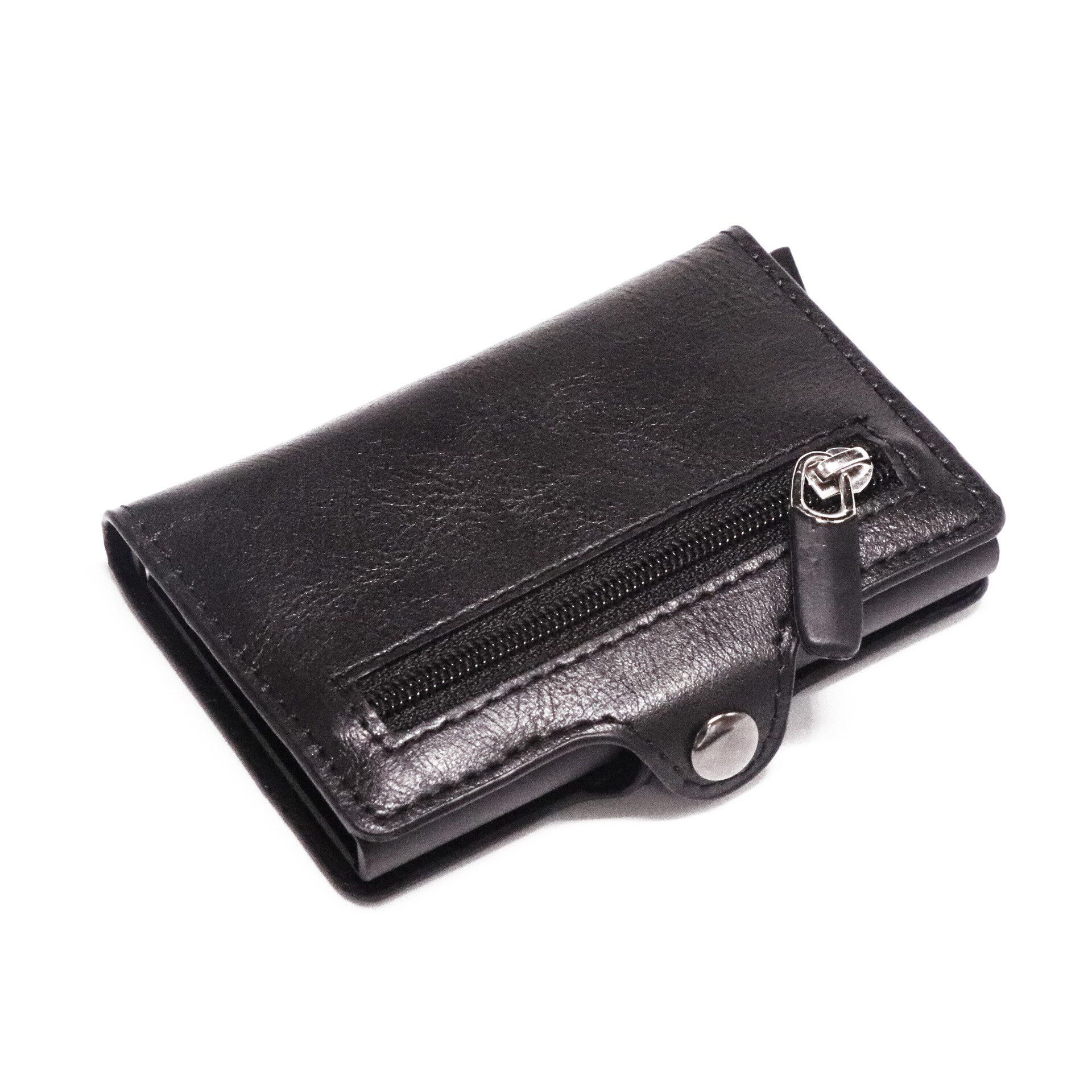 PU Leather Metal Credit Card Holder Single Box Card Case Women and Men RFID Wallets Business ID Holder: Black