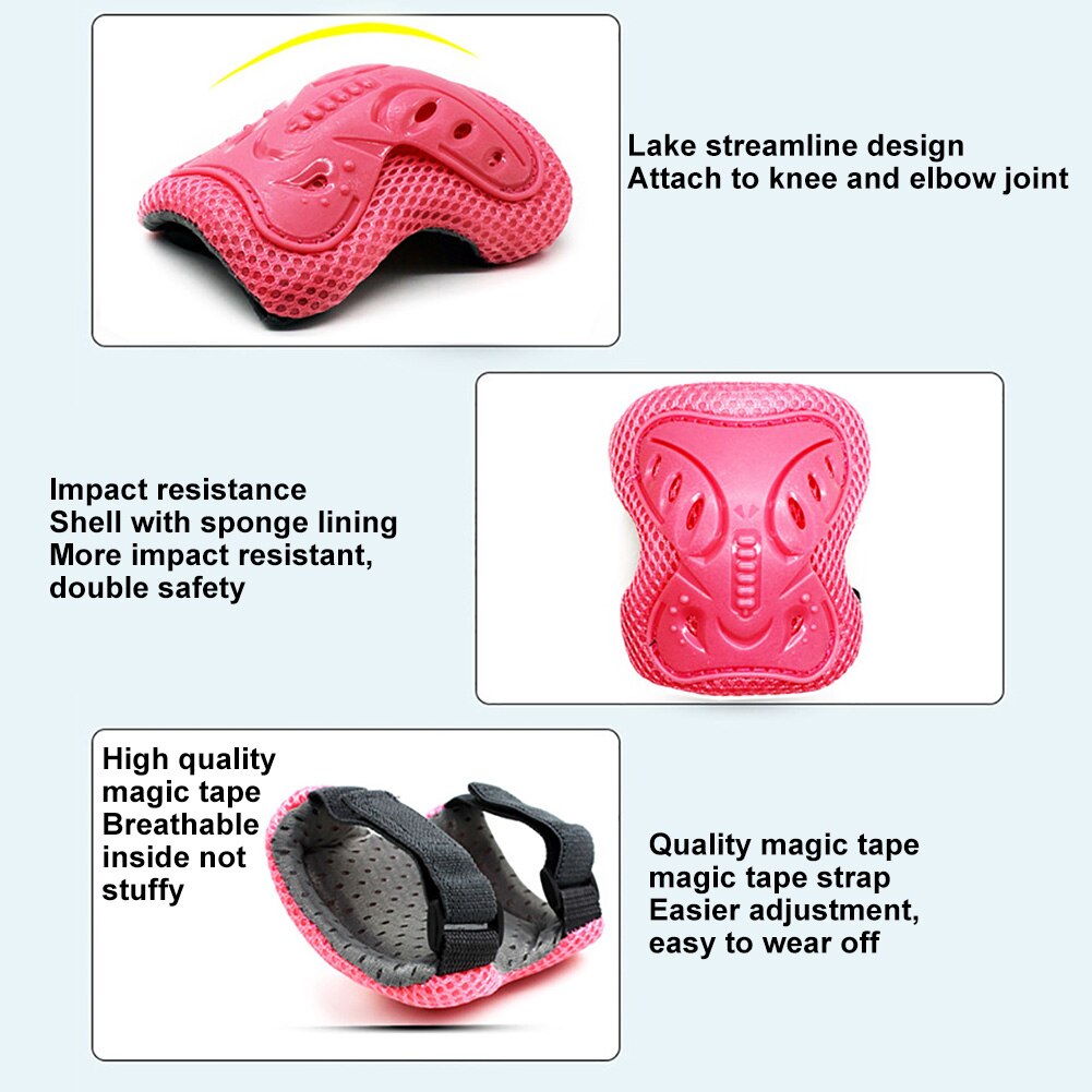 Rodillera de patinaje para niños al aire libre, conjunto de protección de muñeca para bicicleta, monopatín, patinaje sobre hielo, 6 uds.