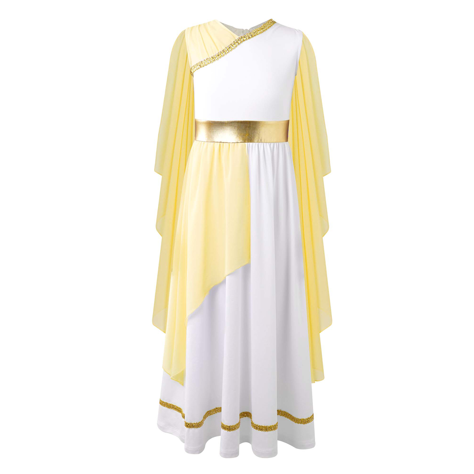 Girls Ancient Greek Princess Costume Robe Roman Grecian Toga Cosplay Sleeveless Shawls Tulle Robe Dress Halloween Performance: XXL / Brown