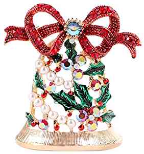 Farverige vintage rhinestones sløjfe juletræ klokker broche til kvinder jule jakkesæt nåle smykker frakke kjole tilbehør: 6
