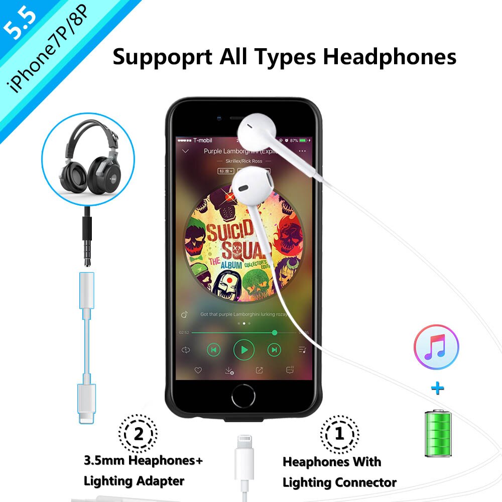 Araceli para iphone 6 plus caso de bateria 7000 mah banco de potência para iphone 6s mais 7 8 mais caso carregador de bateria