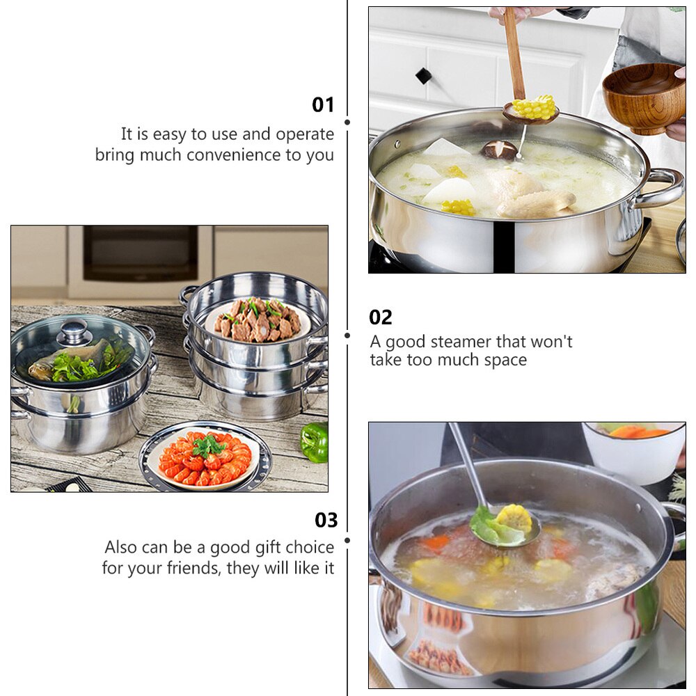 Stainless Steel Stockpot for Home (Tree-Layer, Super Thick-28cm)
